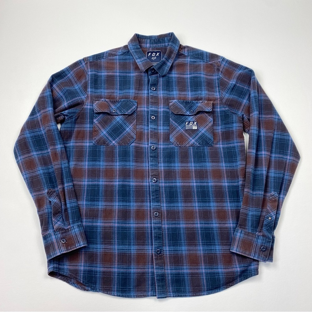 Men’s Fox Racing Long Sleeve Flannel Button Down Shirt Size Large